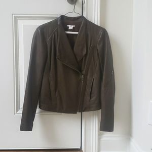 Helmut Lang brown/olive moto lambskin leather biker jacket